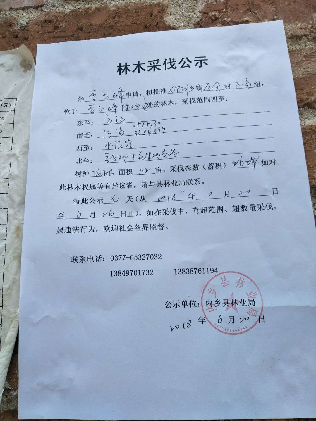 李玉峰采伐公示