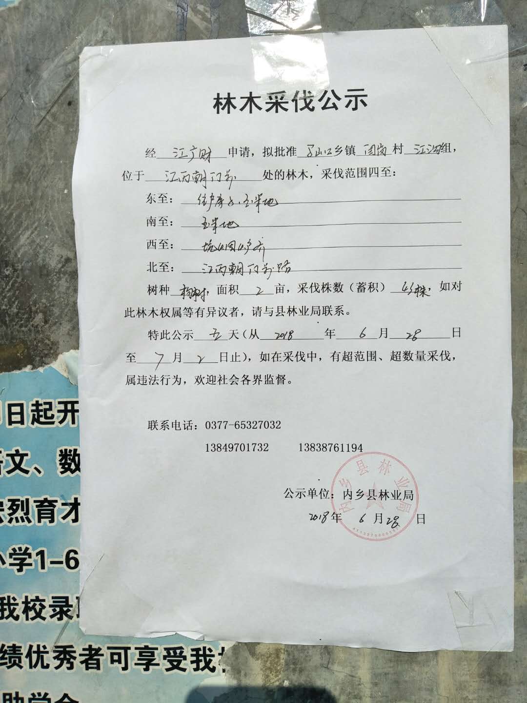 江广财采伐公示